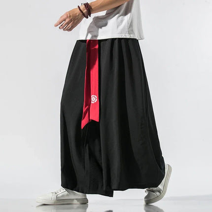 Pantaloni Larghi da Uomo Stile Kimono Giapponese 2026, Joggers Retrò, Pantaloni Larghi in Lino Stile Yukata, Pantaloni Robe Nepal con Cavallo Ampio