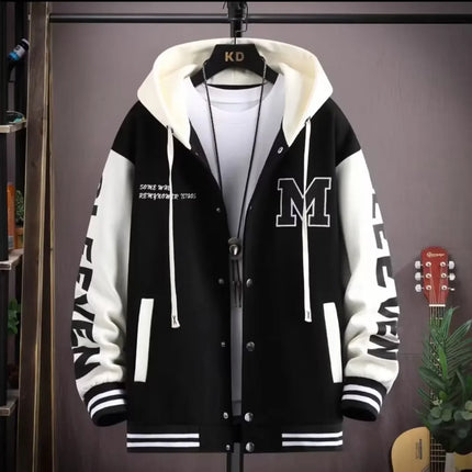 S-6XL Men's Hooded Pockets Cargo Jacket Men's Clothing Spring Autumn Japanese Fashion Loose Male Coat Hooded Baseball Jersey New