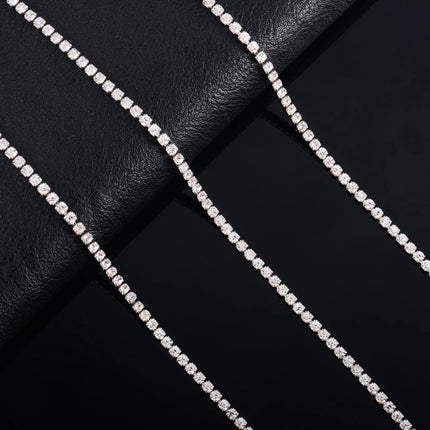 Sparkly Cubic Zirconia Tennis Necklace for Women Rhinestone Choker Minimalist Crystal Chain Stainless Steel Jewelry Accessories PlatiNum