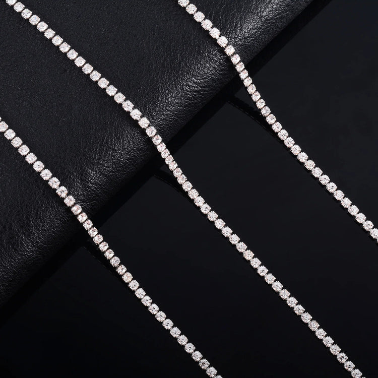 Sparkly Cubic Zirconia Tennis Necklace for Women Rhinestone Choker Minimalist Crystal Chain Stainless Steel Jewelry Accessories PlatiNum
