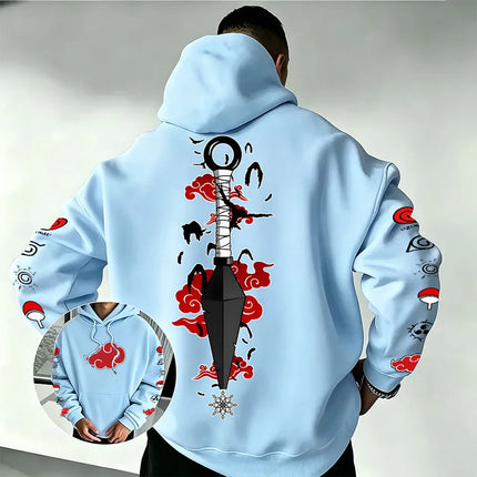 Naruto Akatsuki Kunai Hoodie 2026 New Japanese Anime Fashion Y2K Casual Sportswear Men's Couple Style Hooded Sweatshirt