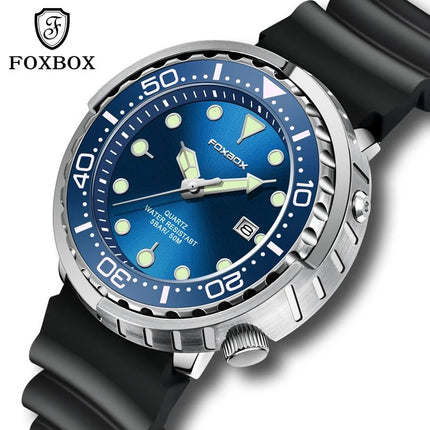 FOXBOX Top Brand Fashion Diver Watch Men 50ATM Waterproof Date Clock orologi sportivi orologio da polso al quarzo da uomo Relogio Masculino platinumshop