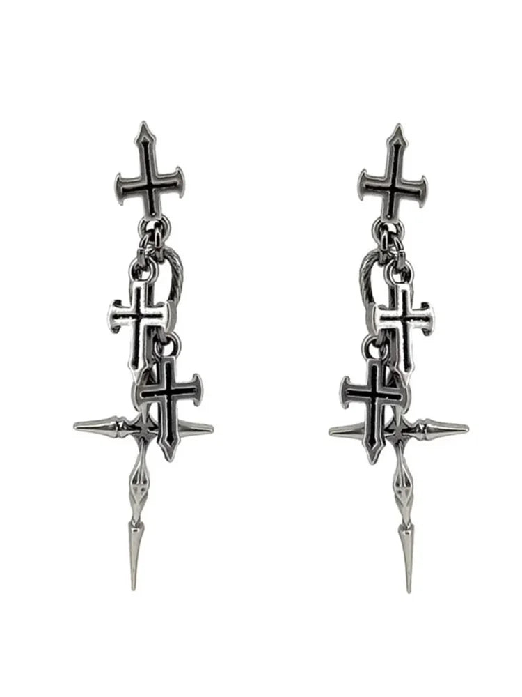 Set di Gioielli Punk Rock per Donne e Uomini, Collane e Anelli con Ciondolo a Croce Gotica, Collezione di Accessori Gioiello Audaci platinumshop
