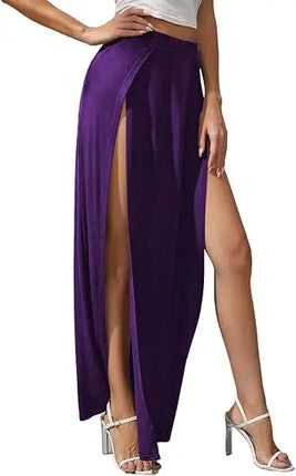 Neuer Damen-Rock, elastisch, hohe Taille, einfarbig, hoher Seitenschlitz, lockere Passform, schweißabsorbierend, langer Strandrock im Streetwear-Stil