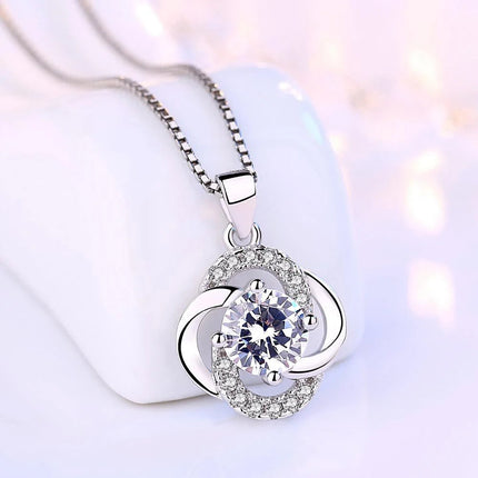 Collane e pendenti da donna in argento sterling 925 con ametista a forma di fiore, gioielli alla moda per matrimoni e feste. PlatiNum