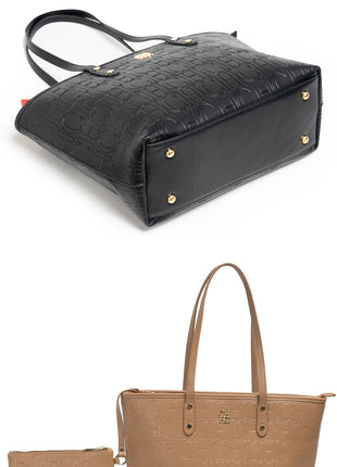 CH 2026 New Embossed Tote Bag Set 2Pcs Large Capacity Shoulder Bag with Pouch Luxury Designer Handbag for Women PlatiNum