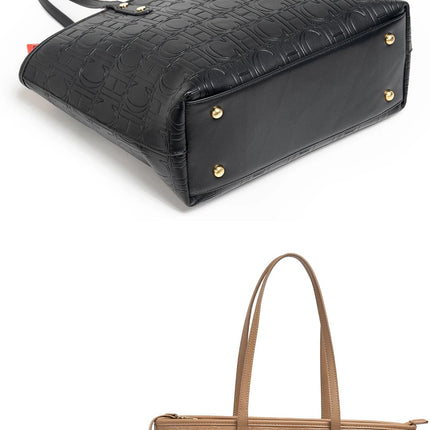 CH 2026 New Embossed Tote Bag Set 2Pcs Large Capacity Shoulder Bag with Pouch Luxury Designer Handbag for Women PlatiNum