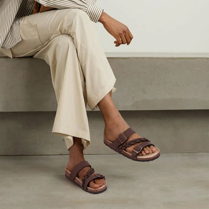 Crestar Sandali con pedana in sughero da donna Sandali scorrevoli slip-on con fibbia alla moda da donna Nuove pantofole comode estive con supporto per l'arco plantare