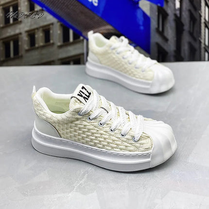 Sneakers Casual Men Designer Classic Shell Toe Board Shoes Fashion Leather Fabric Breathable Height Increased Platform Gym Shoes