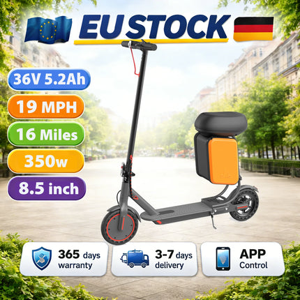 Monopattino Elettrico Pieghevole per Adulti con Sedile e Borsa Portaoggetti, 350W 36V 5.2Ah, 30 km/h, 25 km di Autonomia, Controllo APP, E-Scooter per Pendolari - Disponibile in Magazzino UE