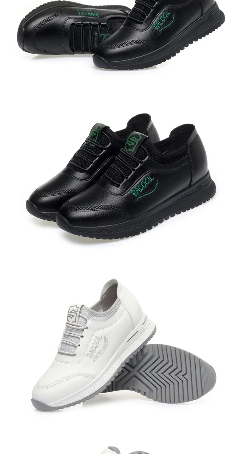 New Spring Fashion Versatile Non Slip Women's Comfort Breathable Sneakers Mother Soft Leather Soft Sole Causal Shoes