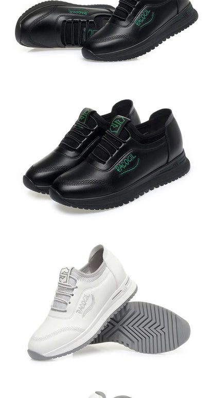 New Spring Fashion Versatile Non Slip Women's Comfort Breathable Sneakers Mother Soft Leather Soft Sole Causal Shoes