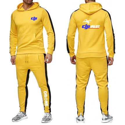 Dji Professional Pilot Drone Men's New Long Sleeve Hip Hop Harajuku Sport Comfortable Hoodies Casual Pant Two Piece Suit PlatiNum