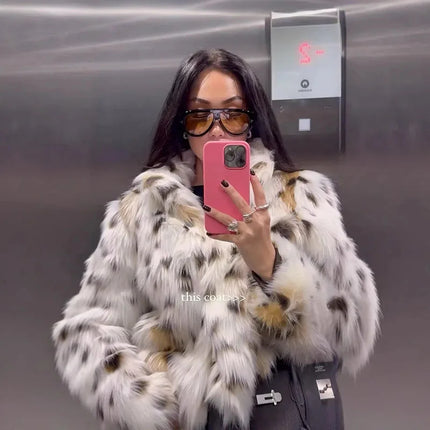 ZADORIN Chic Stand Collar Leopard Faux Fur Coats for Woman Clothing Furry Faux Fur Jacket New in Coats & Jackets fur faux coat