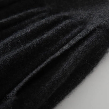 Classic Autumn Winter Wave Skirt 100% Cashmere Skirt Women A-Line Skirt Female Double Elastic Waist Pocket Warm Knit Long Dress PlatiNum