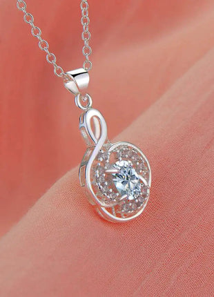 Collana con Ciondolo in Argento Sterling 925 con Zirconi per Donne, Gioielli di Alta Qualità per Matrimoni e Fidanzamenti, Regali di Moda per Feste PlatiNum