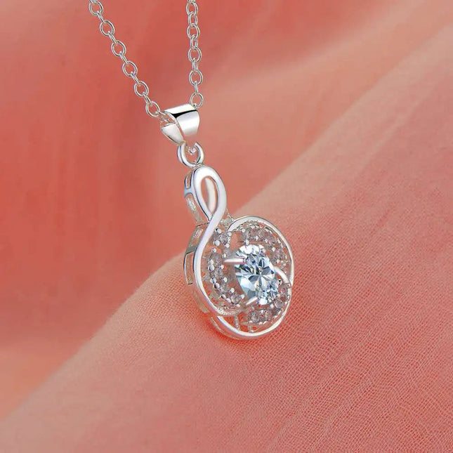 Collana con Ciondolo in Argento Sterling 925 con Zirconi per Donne, Gioielli di Alta Qualità per Matrimoni e Fidanzamenti, Regali di Moda per Feste PlatiNum