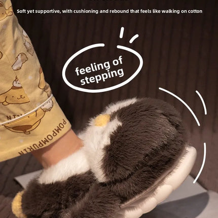 Cute Penguin Plush Slippers，Winter Warm Full-Coverage Home Slippers，Cartoon Animal-Themed, Non-Slip, Thick-Soled Women's Indoor