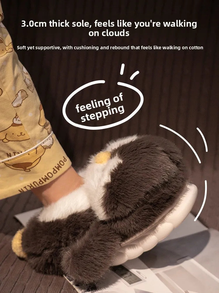 Cute Penguin Plush Slippers，Winter Warm Full-Coverage Home Slippers，Cartoon Animal-Themed, Non-Slip, Thick-Soled Women's Indoor