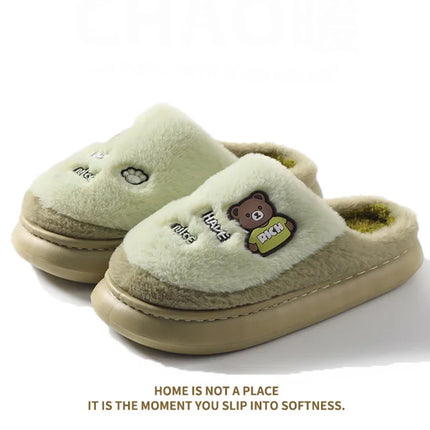 Thicken Warm Long Plush Slippers for Women Winter 2026 Chunky Platform Fluffy Furry Fur Slippers Couple Plus Size Indoor Shoes