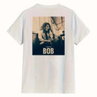 T-shirt da uomo per tutte le stagioni con motivo stampato sul retro, design Bob cantante rock hip-hop, alta qualità