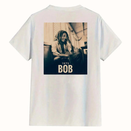 Men's all-season T-shirt with back print, Bob hip-hop rock singer design, high quality