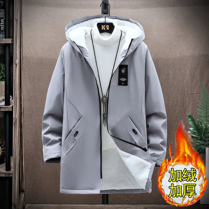 Thickened Fleece Lined Men's Casual Jacket Coat Autumn Winter Outerwear Fashionable Youth Style Zipper Closure Short Length