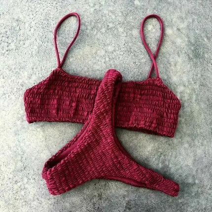 Nuova vendita calda donne sexy reggiseno imbottito push-up bikini set costume da bagno a pieghe costumi da bagno nuoto costume da bagno da spiaggia bikini set PlatiNum