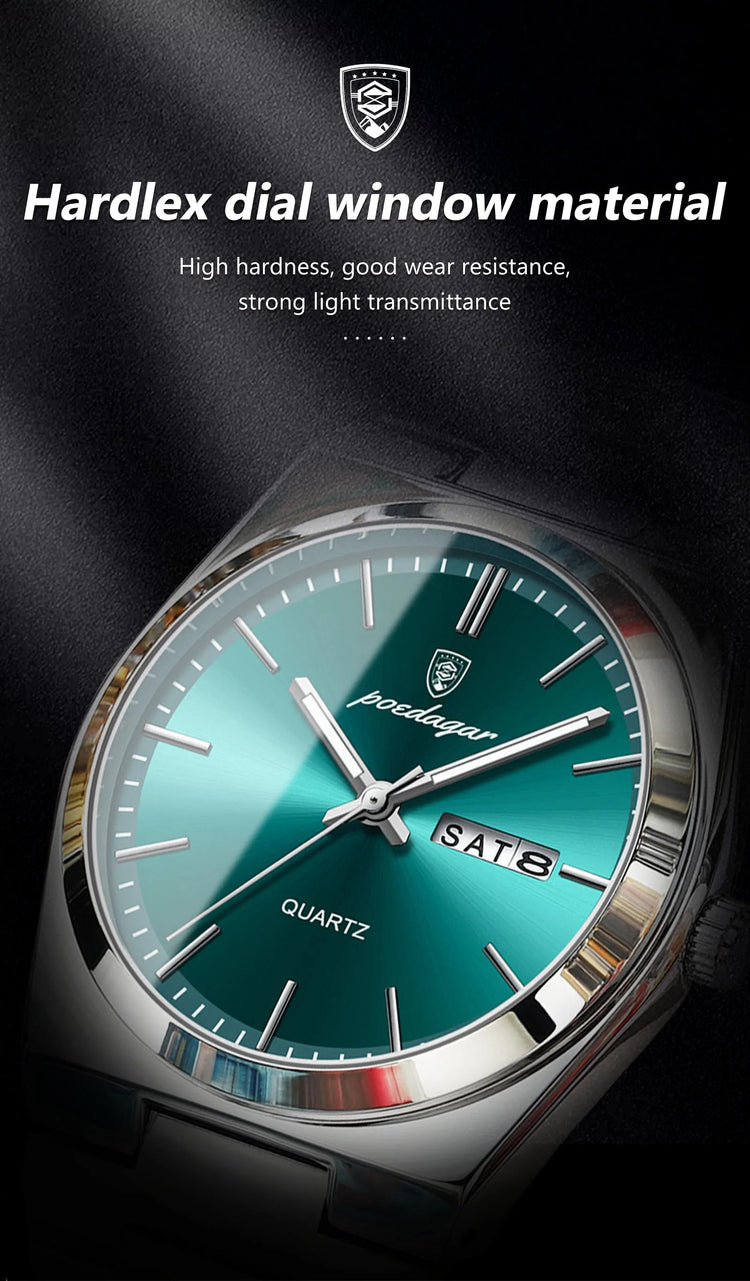 POEDAGAR Orologi da uomo di lusso Impermeabile luminoso Data Settimana Orologio da uomo in acciaio inossidabile Moda casual Orologio da polso da uomo al quarzo Reloj platinumshop