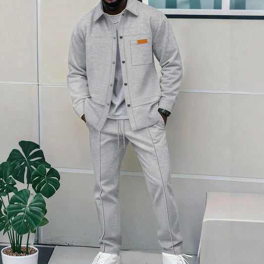 Giacca da volo casual da uomo di lusso Autunno Inverno Trendy Set in due pezzi Sensazioni di fascia alta Misto cotone Fibra di poliestere Manica lunga