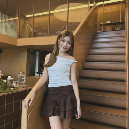 ETJ 2025 Sommer Damen Neue Mode Sexy Hot Girl Stil Rüschen gestapelt Dekoration Rock Hose Kurze Mid-Waist