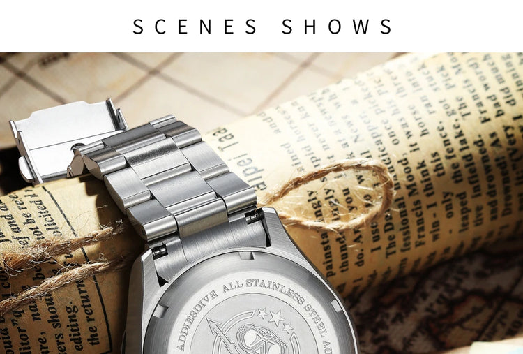 ADDIESDIVE Luxury Men's Watch MY-H9 Sapphire Crystal Ceramic Bezel 200m Waterproof Retro Luminous Diving Mechanical Wristwatch