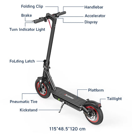 IScooter i10 Scooter elettrico 10 pollici 650W 15Ah Scooter elettrico pieghevole Kick Scooter gamma massima 45km eScooter elettrico Whit APP