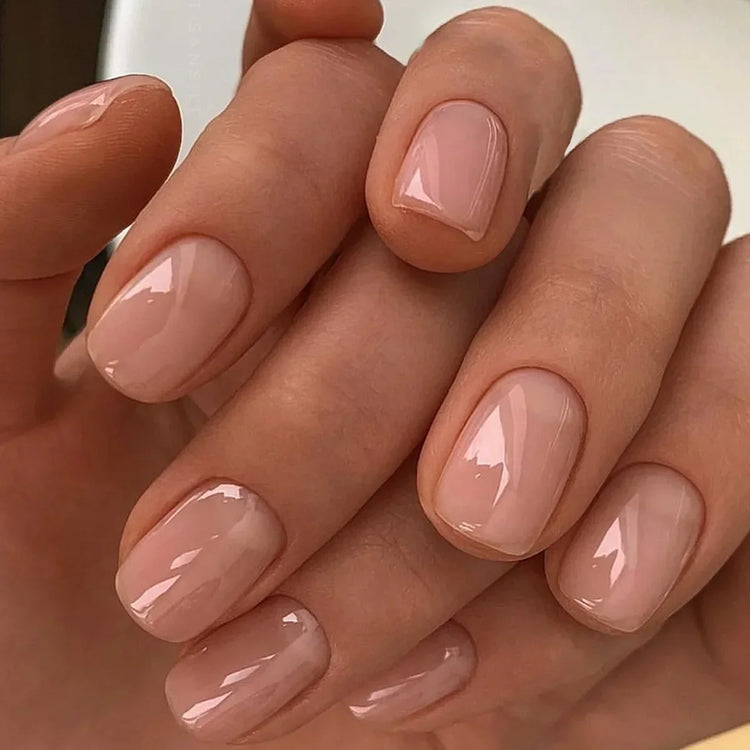 24Pcs Short Oval Gradient Pink Press On Nails Glossy Finish Full Cover False Nails for Women&Girl Removable Wearable Nail Art