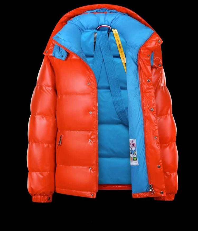 Prowow New men's white duck down down jacket with warm shiny surface short thick hooded jacket