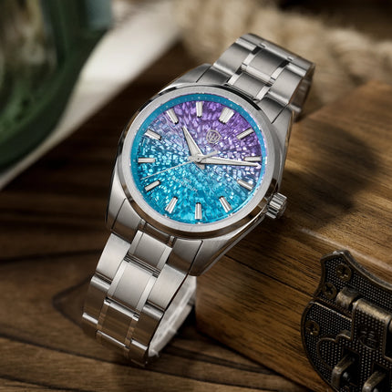 Watchdives WD0003C Ice Crack Dial 38mm Men Watch VH31 Sweep Seconds Quartz Movement Sapphire Luminous 10Bar Waterproof Watches