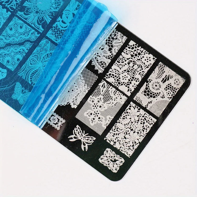 5 Sheets Lace Flowers Nail Stamping Plates Mandala Geometric Nail Art Stamp Templates Polish Printing Stencils Manicure Tools