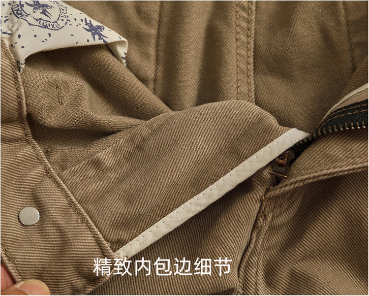 Autumn And Winter New American Retro 100% Cotton Multi-pocketed Washed Old Straight Casual Pants Loose Fashion Cargo Trousers