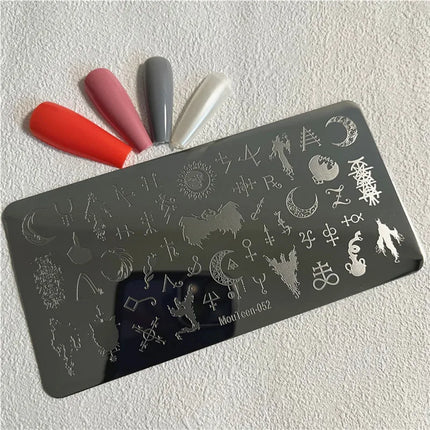 Gothic Cross Nail Stamping Plate Dark Rosary Cross Stainless Steel Punk Nail Art Stencil for DIY Manicure