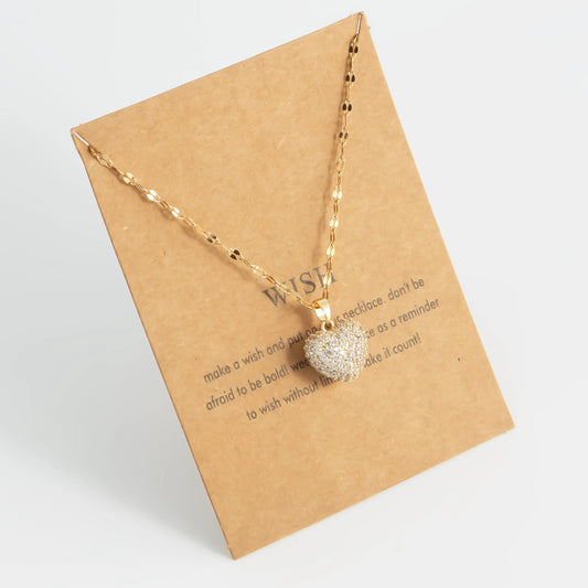 Set con ciondolo a forma di cuore con zirconi, temperamento femminile, collana in acciaio inossidabile placcato oro, regali di gioielli per feste di nozze