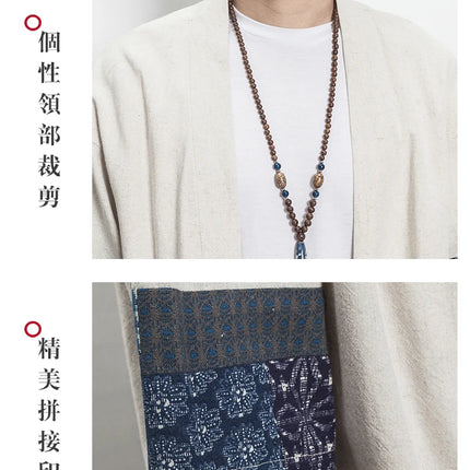 New Cotton Linen Shirt giacche uomo 2023Chinese Streetwear Kimono Shirt Coat Casual comodo Cardigan da uomo Plus Size 5XL