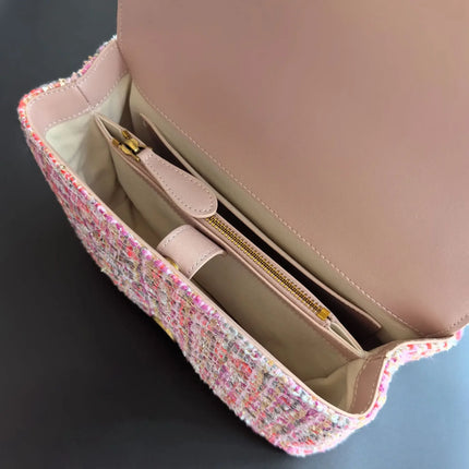Nuova Borsa a Tracolla/Crossbody da Donna 2026 Ispirata a Pinko in Tweed con Cigno, in Vera Pelle