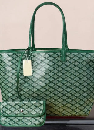 Borsa tote da donna in vera pelle da 34 cm, borsa alla moda, set da 2 pezzi con mini portafoglio in pelle abbinato per lo shopping quotidiano