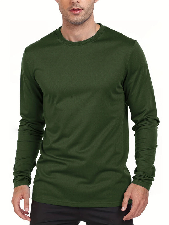 Spring Autumn Men‘s T-shirts Long Sleeve Casual Tops Solid Color High Quality Male T-Shirt Classic Men Clothing PlatiNum