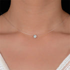 Fashion Shiny Crystal Necklace For Women Female Transparent Fishing Line Round Zircon Choker Minimalist Clavicle Chain Jewelry PlatiNum