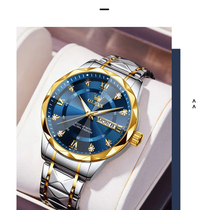 OLEVS Orologio da uomo al quarzo originale Orologio da uomo di lusso con calendario aziendale alla moda in acciaio inossidabile Orologio da specchio a forma impermeabile platinumshop