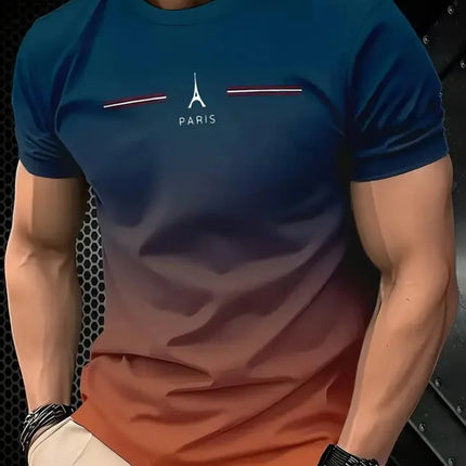 Men's Plain Printed T-shirt Oversized Fashion Summer Outdoor Breathable Men's Top New Crew Neck Short Sleeve
