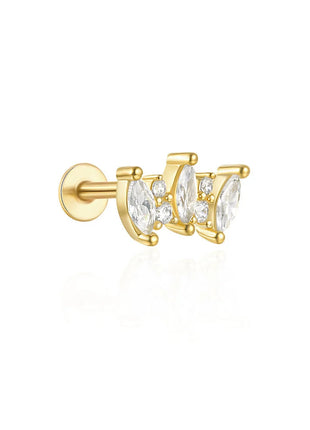 Orecchini con polsini piatti filettati con nappa tempestata di diamanti di nuovo stile, accessori per orecchie in stile europeo e americano. platinumshop