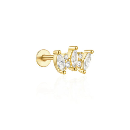 Orecchini con polsini piatti filettati con nappa tempestata di diamanti di nuovo stile, accessori per orecchie in stile europeo e americano. platinumshop