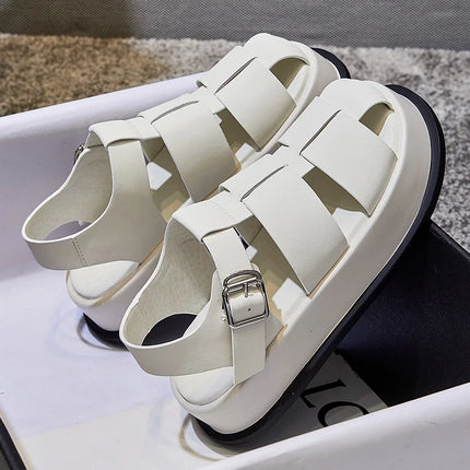 AIYUQI Women's Closed-Toe Sandals, New Summer 2026 Roman Sandals, Fashionable Woven Women's Thick-Soled Casual Shoes